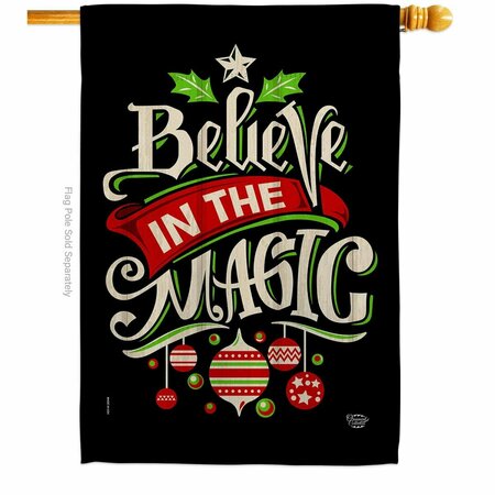CUADRILATERO 28 x 40 in. Believe the Magic House Flag with Winter Christmas Double-Sided Vertical Flags  Banner CU3910242